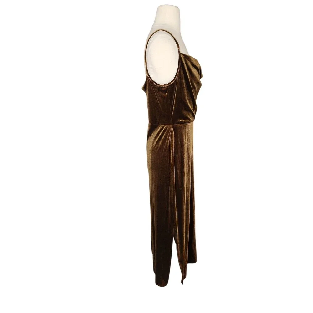 Just Taylor Midi Dress Womens Size 10 Dark Romantic Olive Velvet Whimsigoth Glam